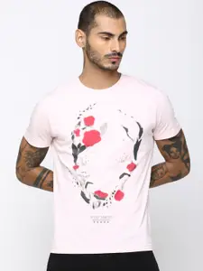 Huetrap Men Pink Printed Round Neck T-shirt