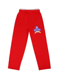 SWEET ANGEL Boys Red Solid Straight-Fit Track Pants