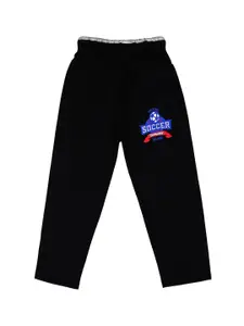 SWEET ANGEL Boys Black Solid Straight-Fit Track Pants