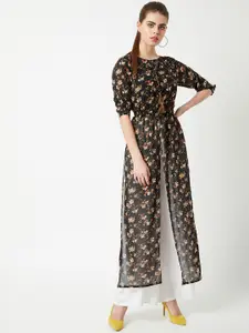Miss Chase Women Black Printed Maxi Top