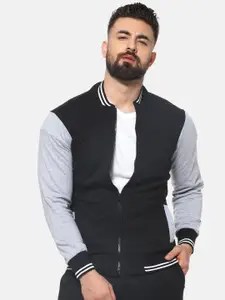 Campus Sutra Men Black Windcheater Bomber Jacket