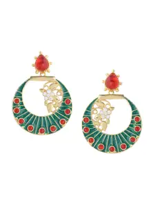 Tistabene Green Gold-Plated Floral Drop Earrings
