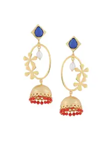 Tistabene Blue Gold-Plated Floral Jhumkas