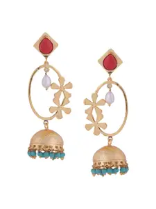 Tistabene Gold-Plated & Red Floral Jhumkas