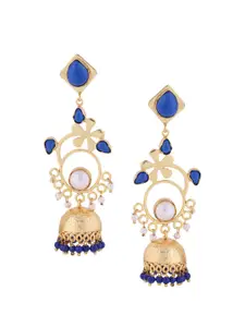 Tistabene Gold-Plated & Blue Floral Jhumkas