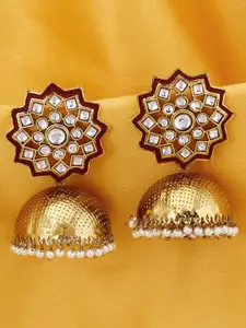 Sukkhi Gold-Toned Dome Shaped Jhumkas