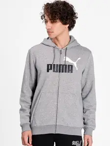 Puma Men Grey Printed Sporty Track Jacket