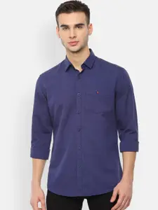 Louis Philippe Sport Men Navy Blue Contemporary Slim Fit Solid Casual Shirt