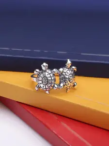 Yellow Chimes Oxidised 925 Sterling Silver Dual Tortoise Luck Charm Handcrafted Finger Ring