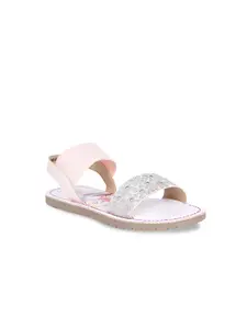 Disney Girls Pink Solid PU Open Toe Flats
