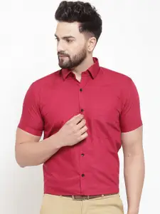 JAINISH Men Magenta Red Smart Regular Fit Solid Formal Shirt