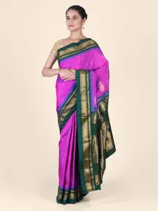 Hastakala Purple & Gold Pure Silk Woven Design Ilkal Saree