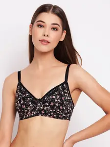 Enamor Black Non-Wired Non Padded High Coverage Everyday Bra A074
