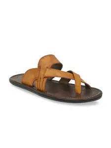 Azzaro Black Men Tan Brown Sandals
