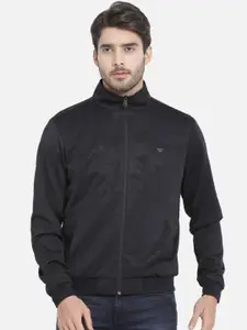 t-base Men Black Printed Lightweight Bomber