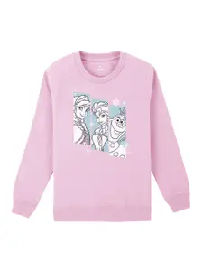 Kids Ville Girls Pink & White Frozen Print Sweatshirt