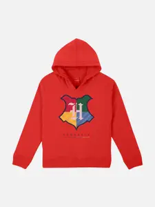 Kids Ville Harry Potter printed Red Hoodie for Girls
