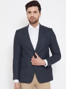 Spirit Men Blue Solid Tailored-Fit Single-Breasted Sustainable Smart Casual Blazer