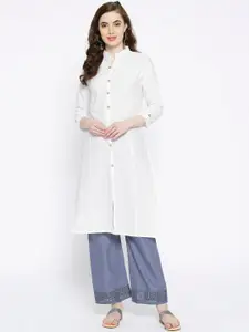 Vastraa Fusion Women White Solid Straight Kurta