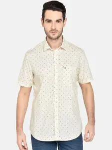Basics Men Yellow Slim Fit Printed Casual Shirt