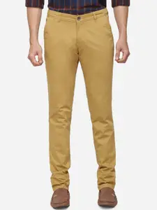 Greenfibre Men Mustard Yellow Slim Fit Solid Chinos