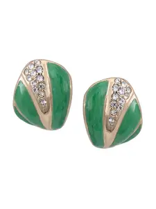Estele Green Gold-Plated Handcrafted Square Studs