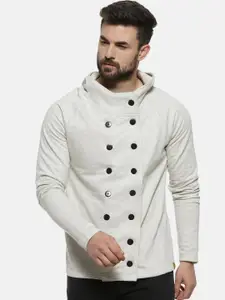 Campus Sutra Men Off-White Solid Windcheater and Water Resistant Tailored Jacket