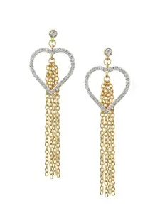 Estele Gold-Plated & Off-White Heart Shaped Drop Earrings