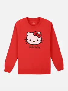 Kids Ville Girls Red & White Hello Kitty Print Sweatshirt