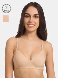 Tweens Pack of 2 Beige Solid Non-Wired Lightly Padded Everyday Bra TW-1101-3PC-SK-32D