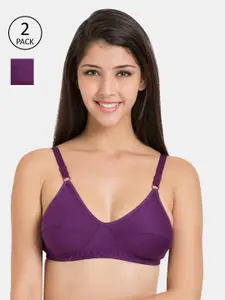 Souminie Pack Of 2 Purple Solid Non-Wired Non Padded Everyday Bras SLY-935-2PC-DPR-30B