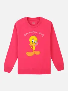 Kids Ville Tweety printed Pink Sweatshirt for Girls