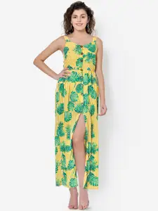 Martini Women Yellow & Green Tropical Print Maxi Dress