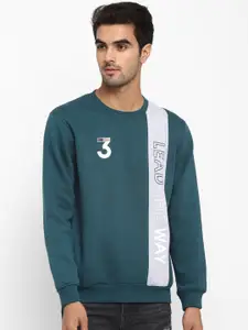 Octave Men Teal Blue & White Printed Sweatshirt