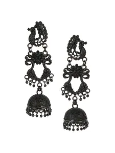 ANIKAS CREATION Black Peacock Shaped Jhumkas