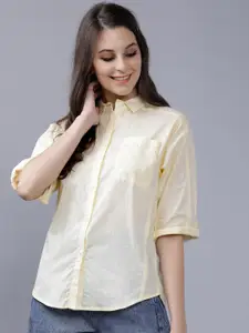 Tokyo Talkies Women Yellow Regular Fit Solid Casual Shirt