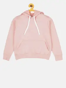 Instafab Kids Pink Solid Hooded Sweatshirt