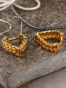 ANIKAS CREATION Gold-Toned Geometric Drop Earrings