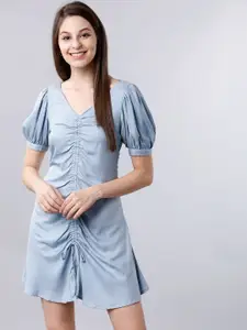 Tokyo Talkies Women Blue Solid A-Line Dress