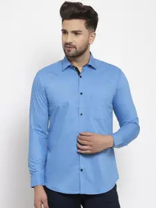 JAINISH Men Blue Smart Regular Fit Solid Casual Shirt