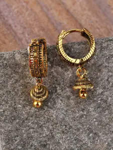 ANIKAS CREATION Gold-Toned & Black Circular Hoop Earrings