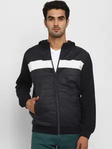 Octave Men Navy Blue Colourblocked Hooded Sweatshirt