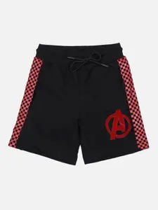 Kids Ville Boys Black Avengers Printed Regular Fit Regular Shorts