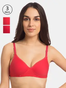 Tweens Set Of 3 Solid Non-Wired Lightly Padded Everyday Bra TW-1100-CRL-DPK-RD-30B