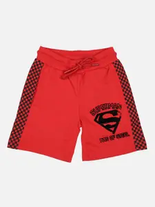 Kids Ville Boys Red Superman Printed Regular Fit Regular Shorts