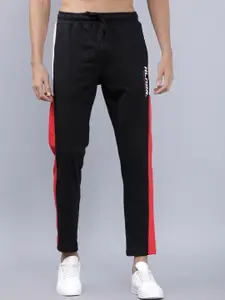 HIGHLANDER Men Black & White Colourblocked Slim-Fit Track Pants