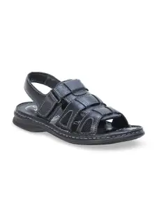 VON WELLX GERMANY Men Black Leather Comfort Sandals