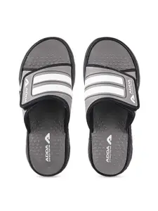 Adda Men Grey & Black Striped Sliders