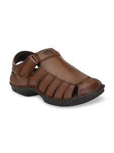 Hitz Men Brown Leather Fisherman Sandals