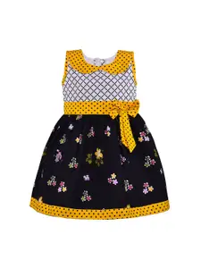 Wish Karo Girls Yellow Printed Fit and Flare Dress